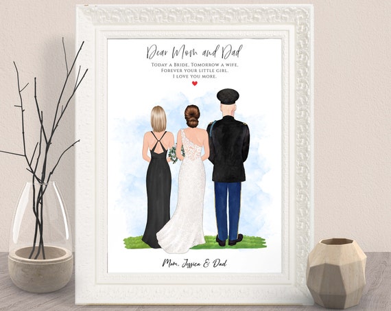 Personalized Army Parents of the Bride Wedding Portrait Gift Print