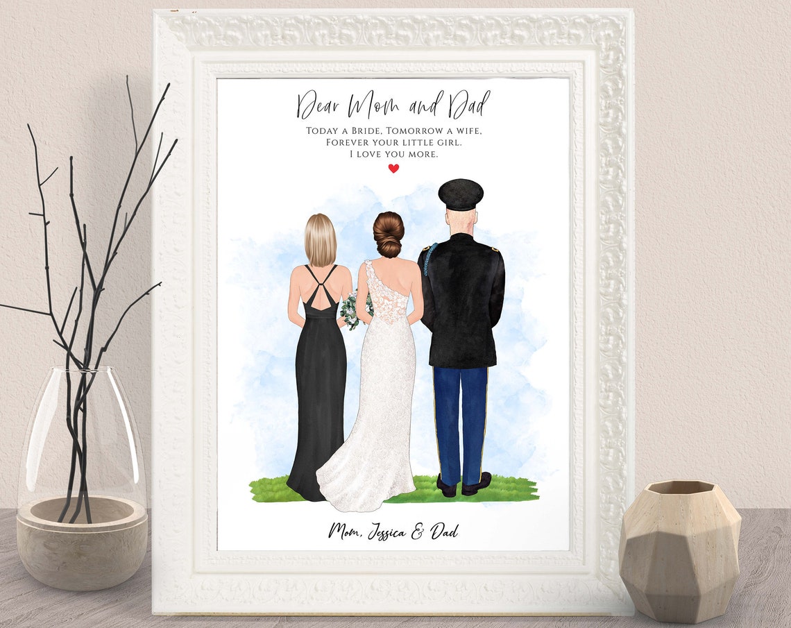 Personalized Army Parents of the Bride Wedding Portrait Gift Print