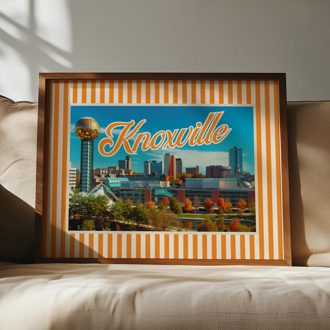 Knoxville Tennessee Retro Skyline Poster With Sunsphere Tower