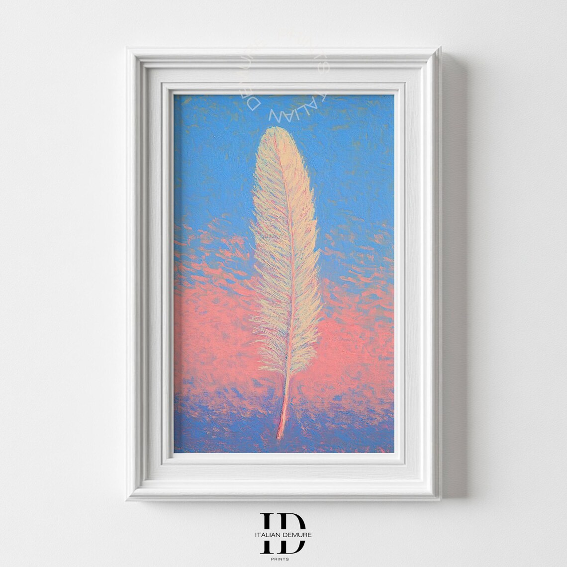 Boho Feather Wall Art Minimalist Abstract Nature Print Sunset Tones Painting Modern Spiritual Decor
