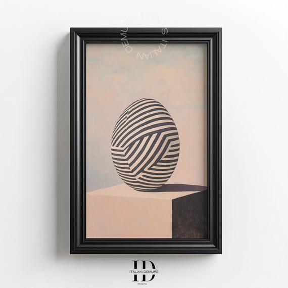 Minimalist Geometric Wall Art Surreal Optical Illusion Egg Print Modern Abstract Monochrome Home Decor