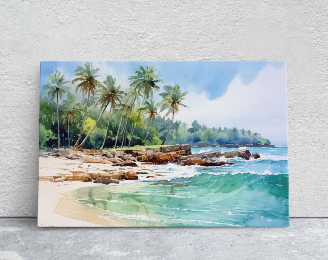 Ocean Beach Watercolor Art Print, Hawaii