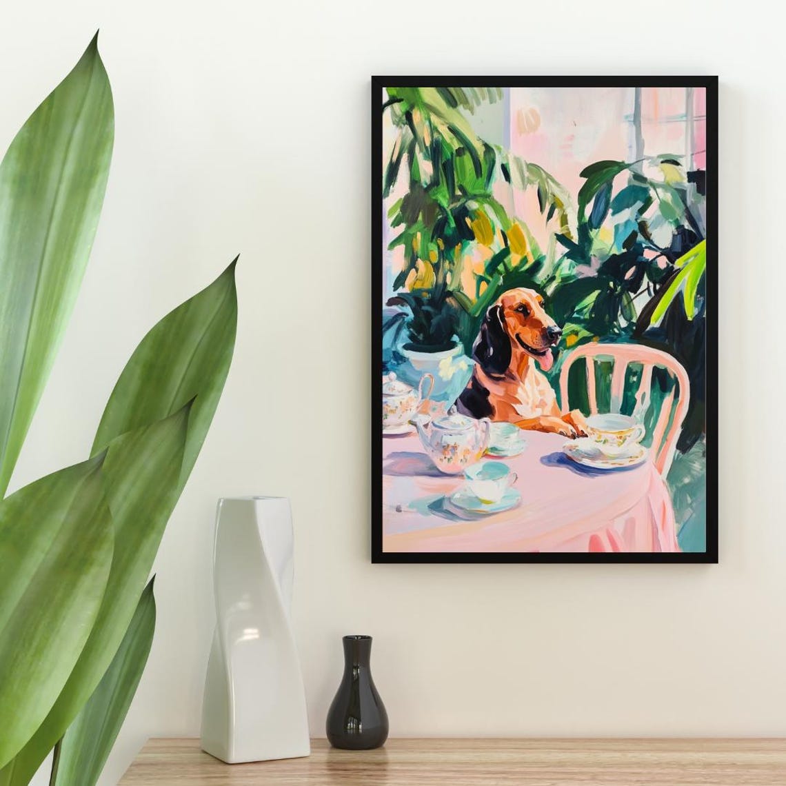 Retro Bloodhound Poster Bloodhound Oil Painting Vintage Bloodhound Poster Dog Dining Room Wall Art Retro Dog Poster Pet Poster - Image 2