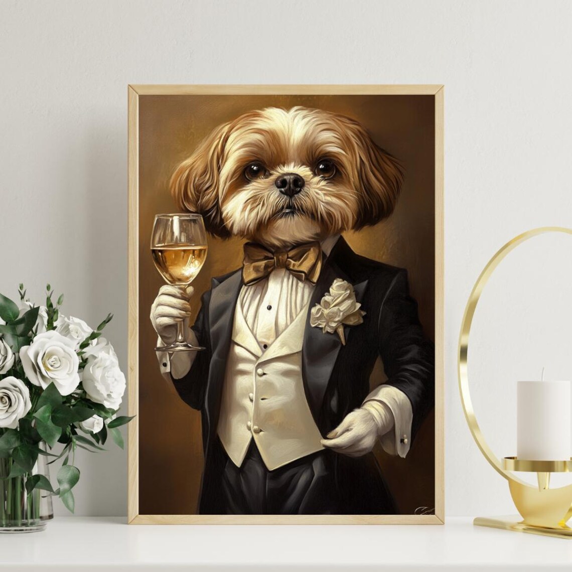 Shih Tzu in Tuxedo Poster, Funny Dog Portrait - Image 3
