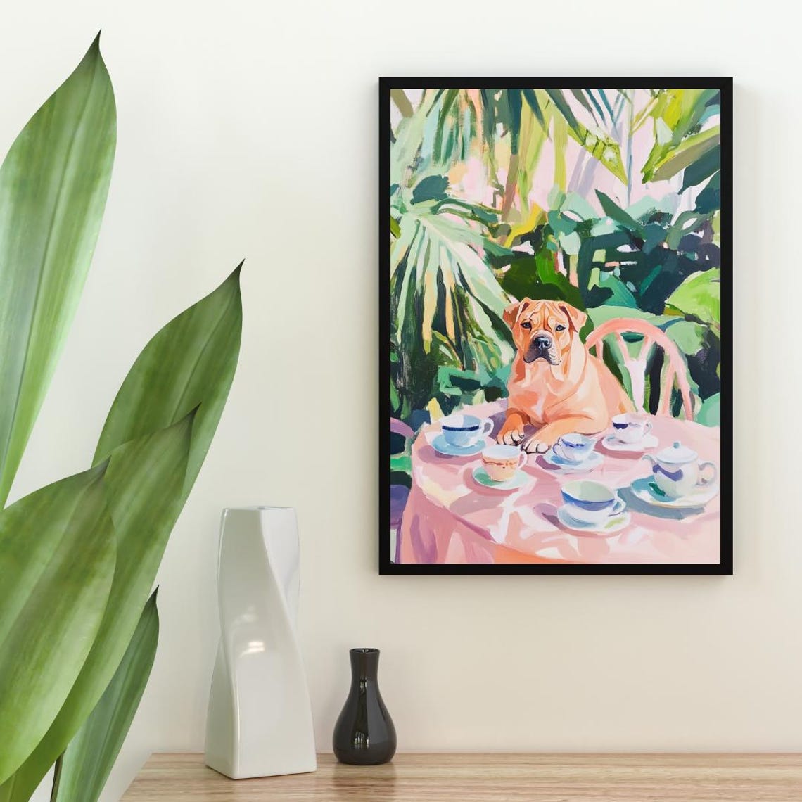 Retro Chinese Shar Pei Poster Shar Pei Oil Painting Vintage Shar Pei Poster Dog Dining Room Wall Art Retro Dog Poster Pet Poster - Image 2