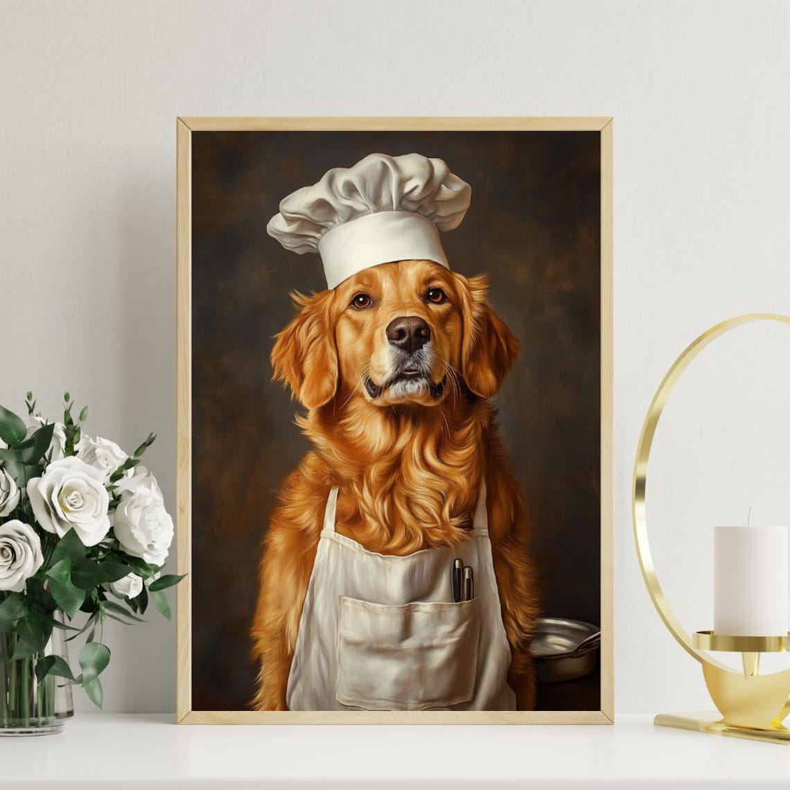 Golden Retriever Chef Dog Portrait Poster Funny Kitchen Decor Gift - Image 3