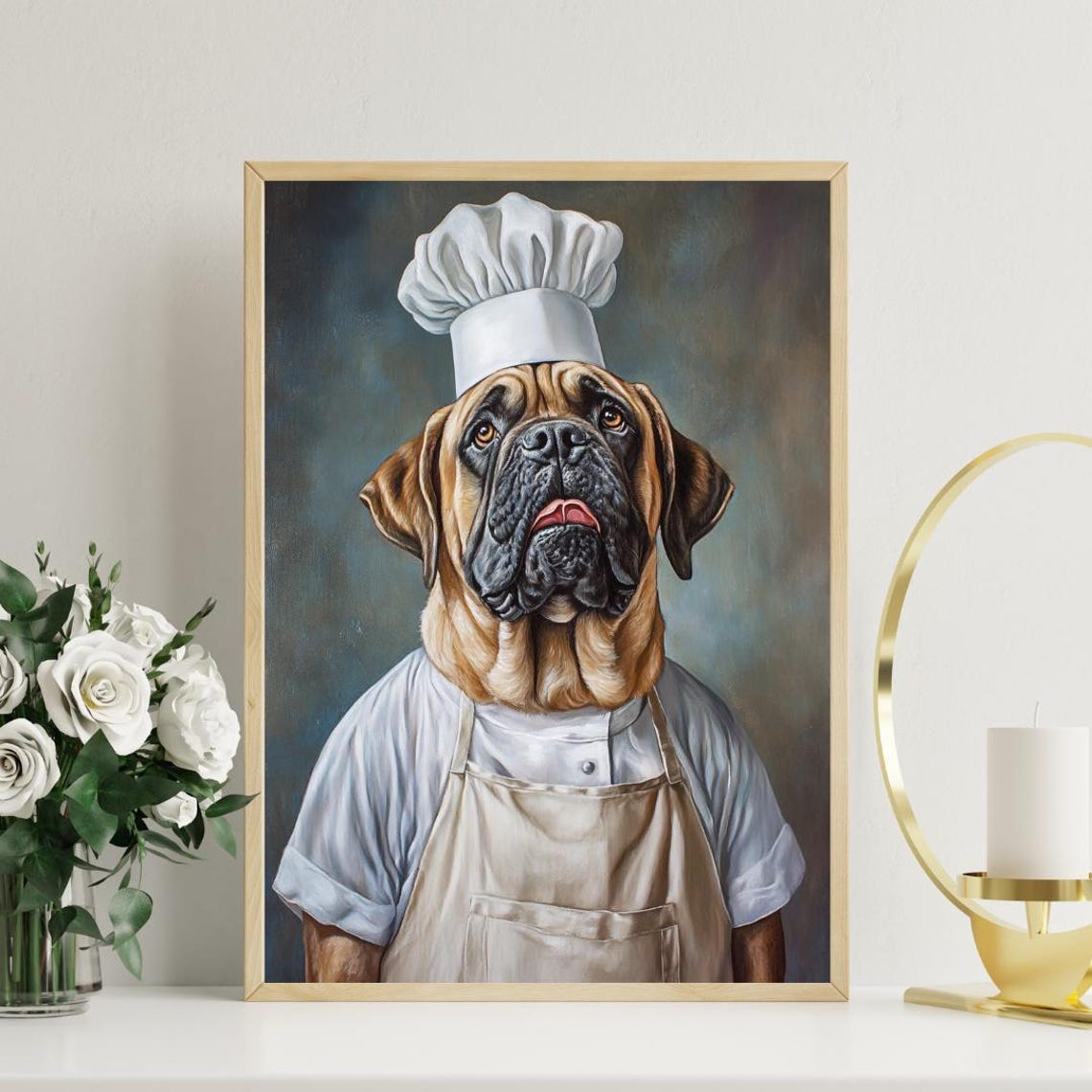 Mastiff Chef Dog Portrait Poster Funny Gentle Giant Kitchen Decor Gift - Image 3