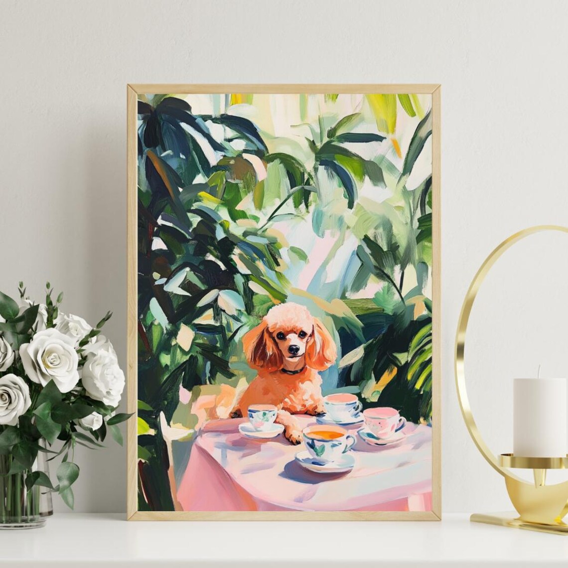 Retro Poodle Poster Poodle Oil Painting Vintage Poodle Poster Dog Dining Room Wall Art Retro Dog Poster Poodle Wall Art Pet Poster - Image 3