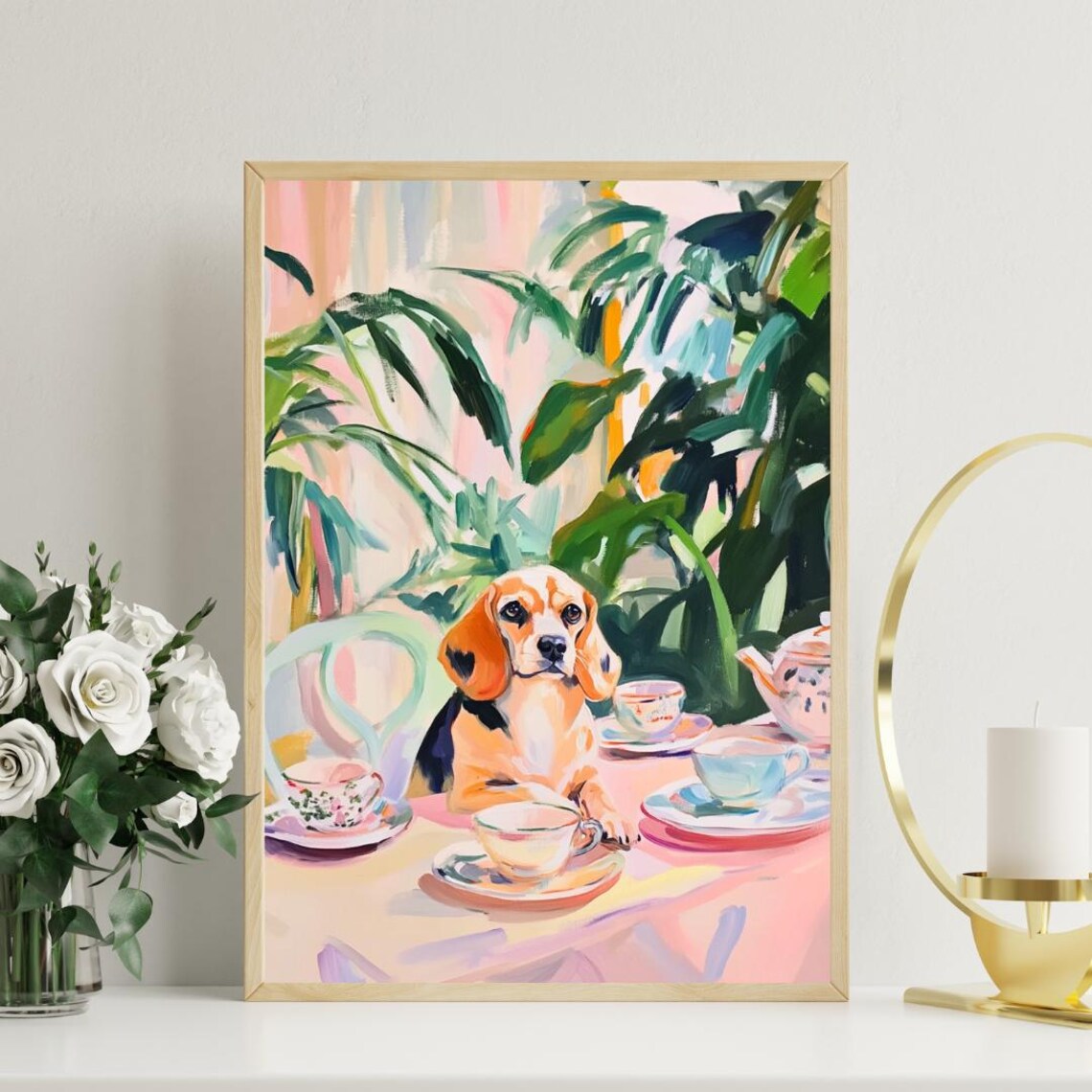 Retro Beagle Oil Painting Vintage Dog Poster - Image 3