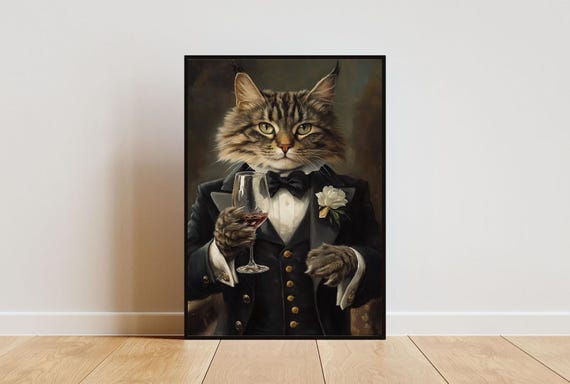 Siberian In Tuxedo Poster Poster Siberian In Suit Print Siberian Portrait Funny Siberian Art Funny Pet Print Cat Print Cat Wall Art