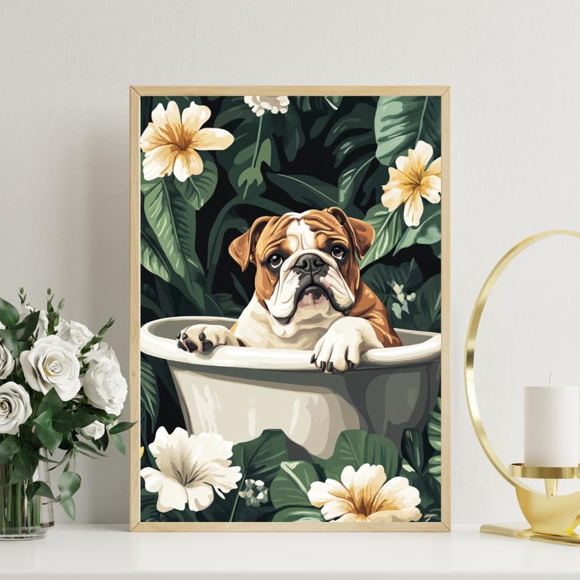 Bulldog In Bathtub Poster Funny Dog Poster Bulldog Bathroom Print Bulldog Bath Poster Pet Poster Dog Bathroom Poster Funny Bulldog Art - Image 3