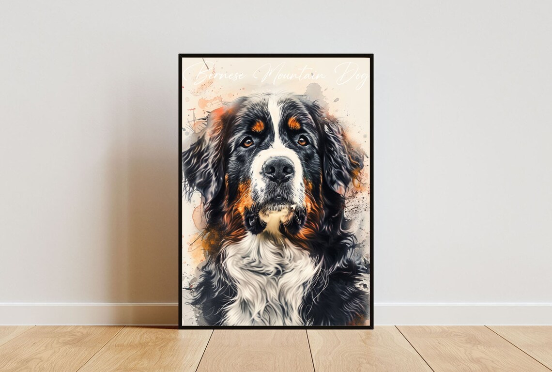 Bernese Mountain Dog Poster Dog Poster Bernese Mountain Dog Print Dog Wall Art Bernese Mountain Dog Watercolour Dog Dog Portrait