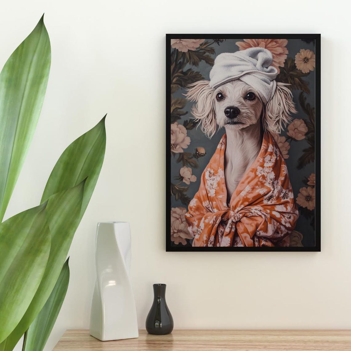 Chinese Crested In Orange Bathrobe Spa Day Funny Dog Wall Poster - Image 2