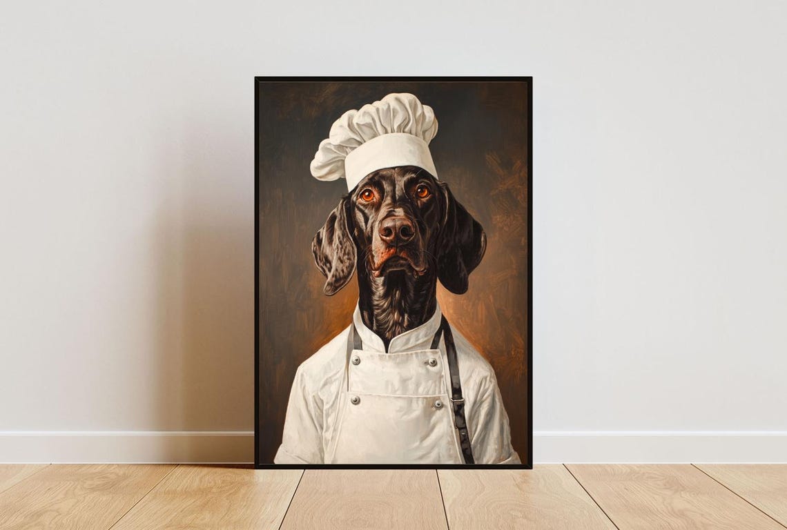 German Shorthaired Pointer Chef Dog Portrait Kitchen Art Poster
