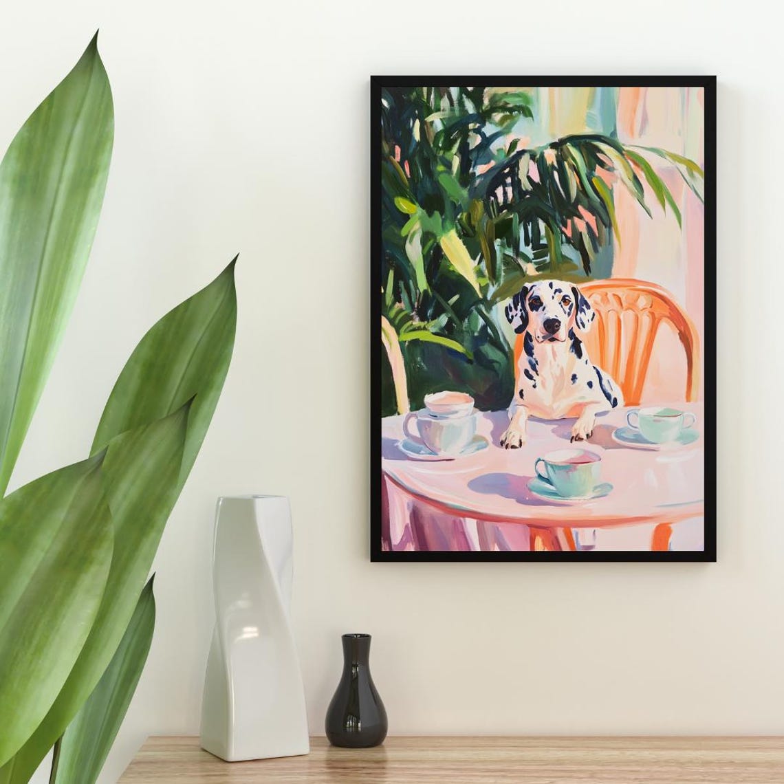 Retro Dalmatian Poster Dalmatian Oil Painting Vintage Dalmatian Poster Dog Dining Room Wall Art Retro Dog Poster Pet Poster Dalmatian - Image 2