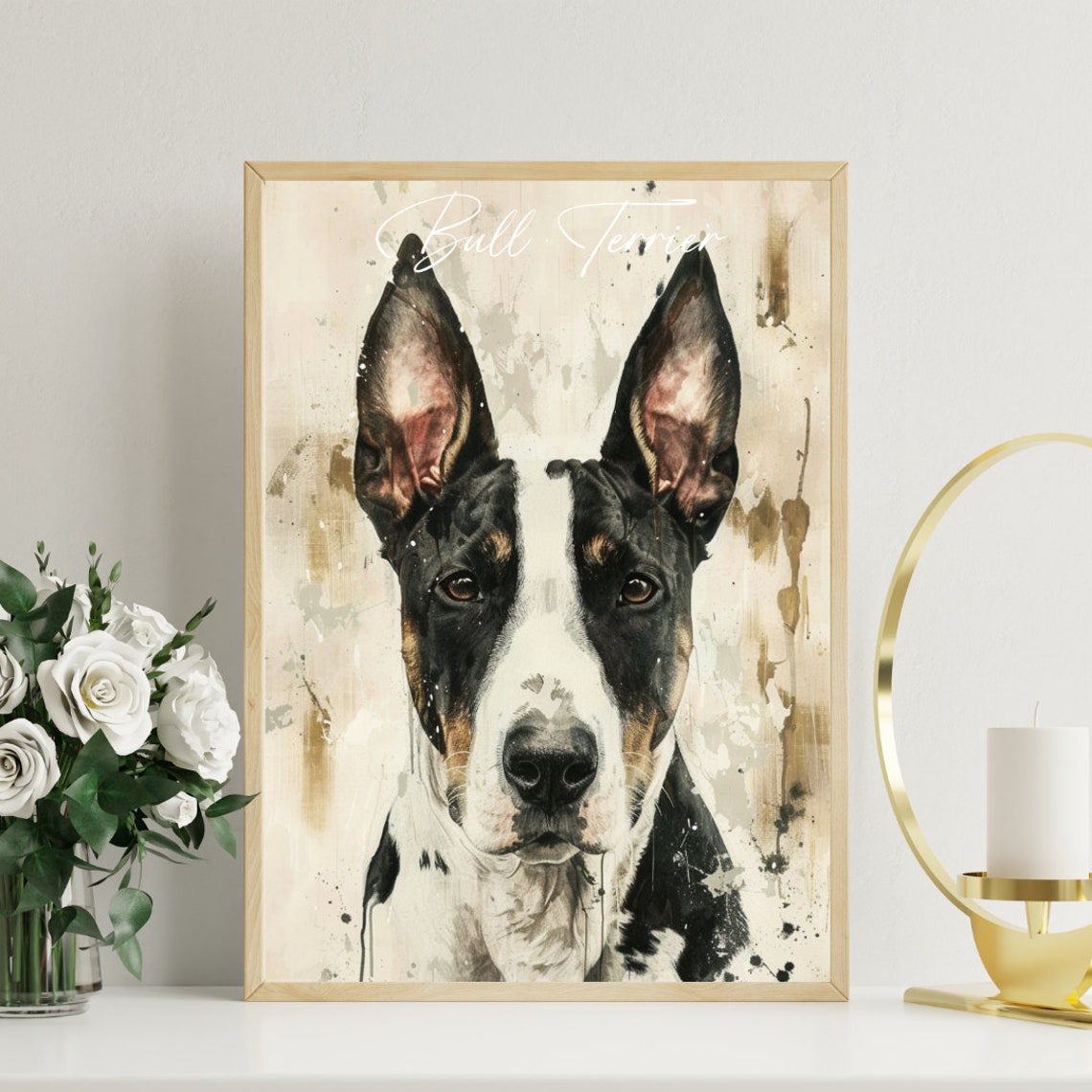 Bull Terrier Poster Dog Poster Bull Terrier Print Dog Wall Art Personalised Dog Photo Bull Terrier Watercolour Pet Portrait Pet Dog - Image 3
