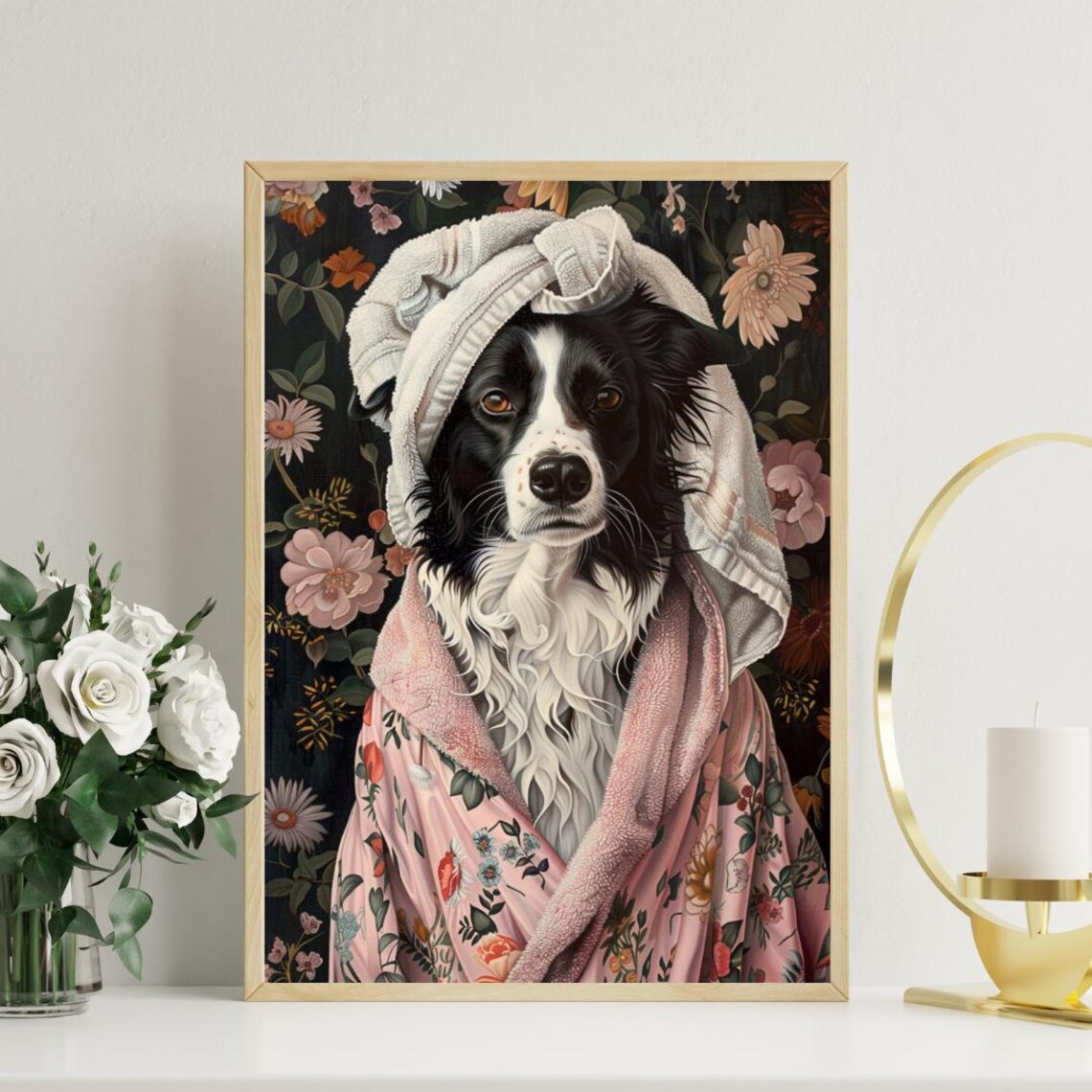 Border Collie In Bathrobe Bathroom Poster - Image 3
