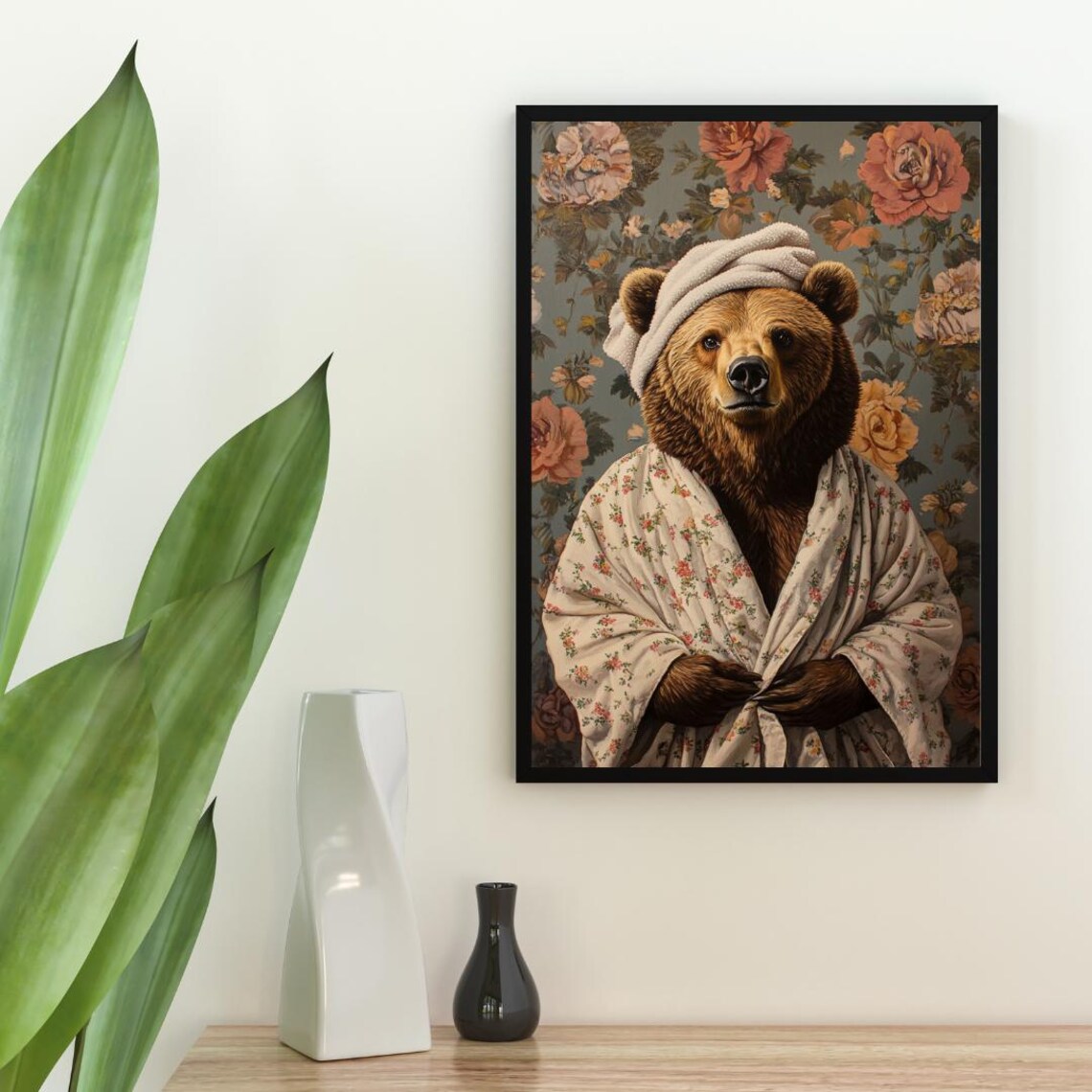Bear In Bathrobe Poster, Funny Bathroom Wall Art - Image 2