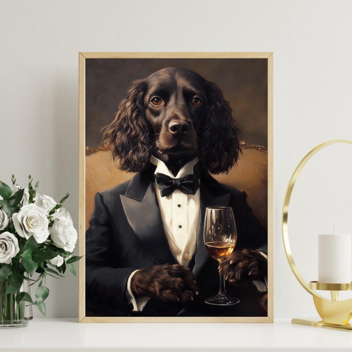Boykin Spaniel in Suit, Funny Dog Portrait Art Print - Image 3