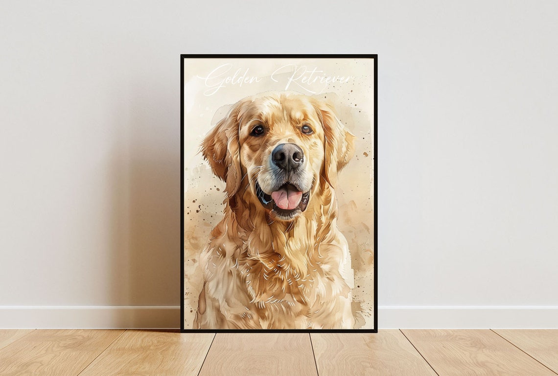 Golden Retriever Poster Dog Poster Golden Retriever Print Dog Wall Art Dog Photo Dog Golden Retriever Watercolour