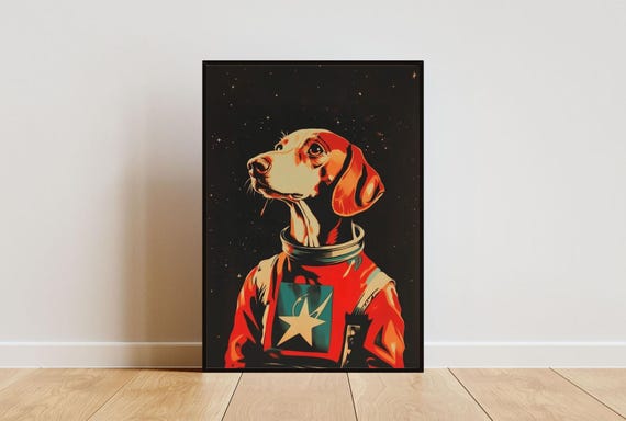 Vizsla Astronaut Poster Vizsla Retro Print Vizsla Portrait Dog Retro Space Poster Funny Dog Poster Andy Warhol Style Poster Vintage