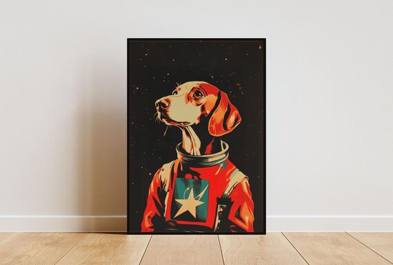 Vizsla Astronaut Retro Space Dog Pop Art Portrait Poster Gift
