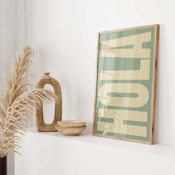 Hola Typography Retro Art Print