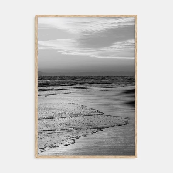 Fine Art Beach Print Black White Photography Poster For Coastal Decor Minimalist Wall Art Nautical Home Decoration