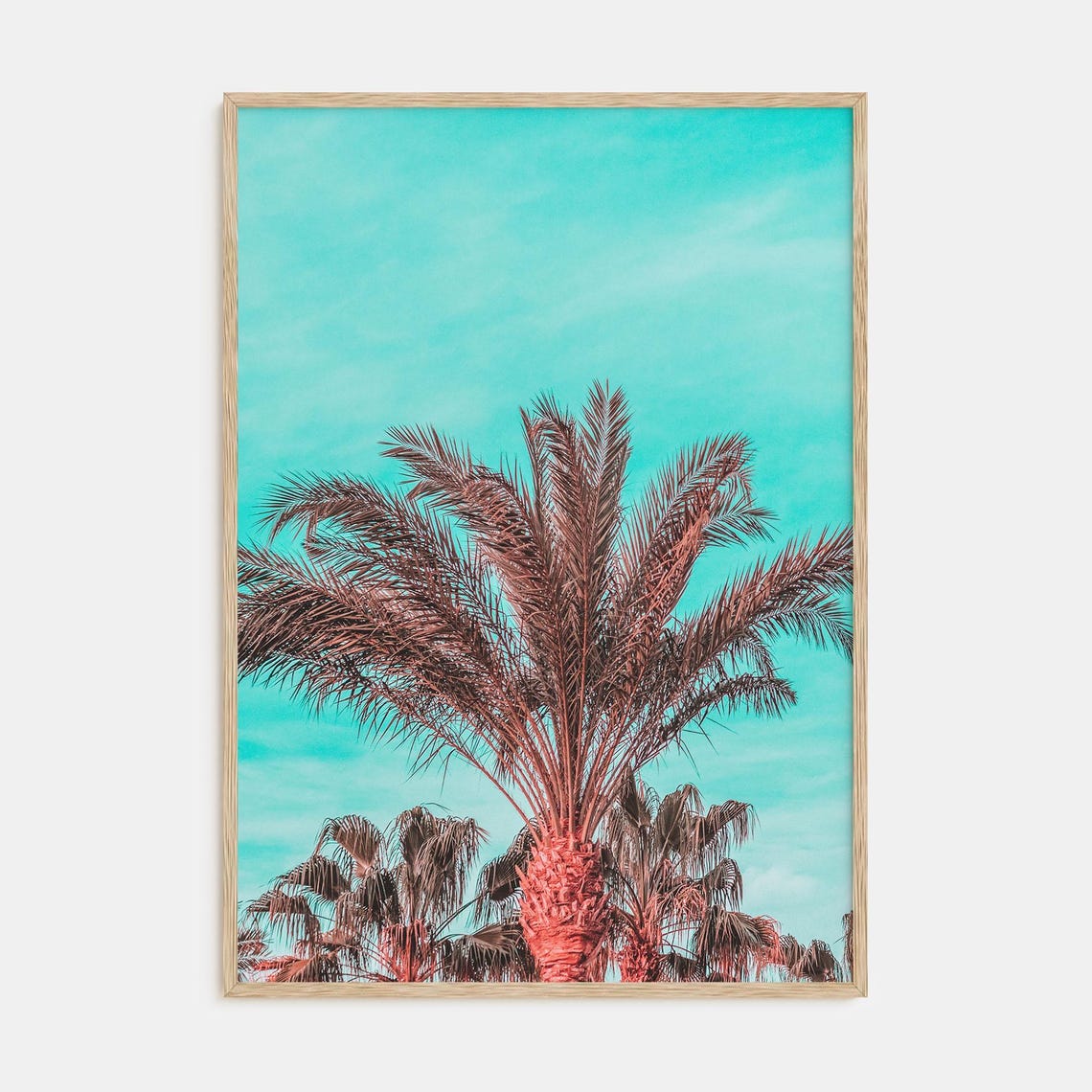 Vibrant Palm Trees Against Turquoise Sky Tropical Color Poster