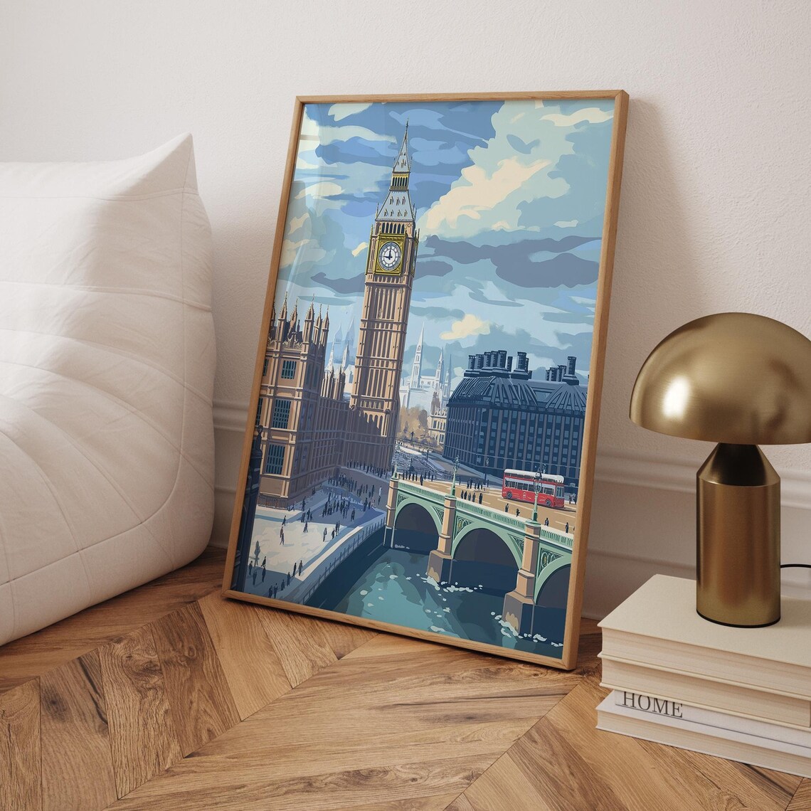 London England Big Ben Westminster Red Bus Landmark Travel Poster