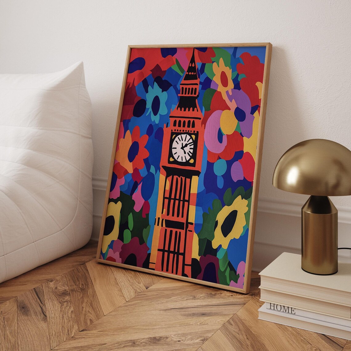 Big Ben London Bold Floral Background Graphic Pop Art Poster
