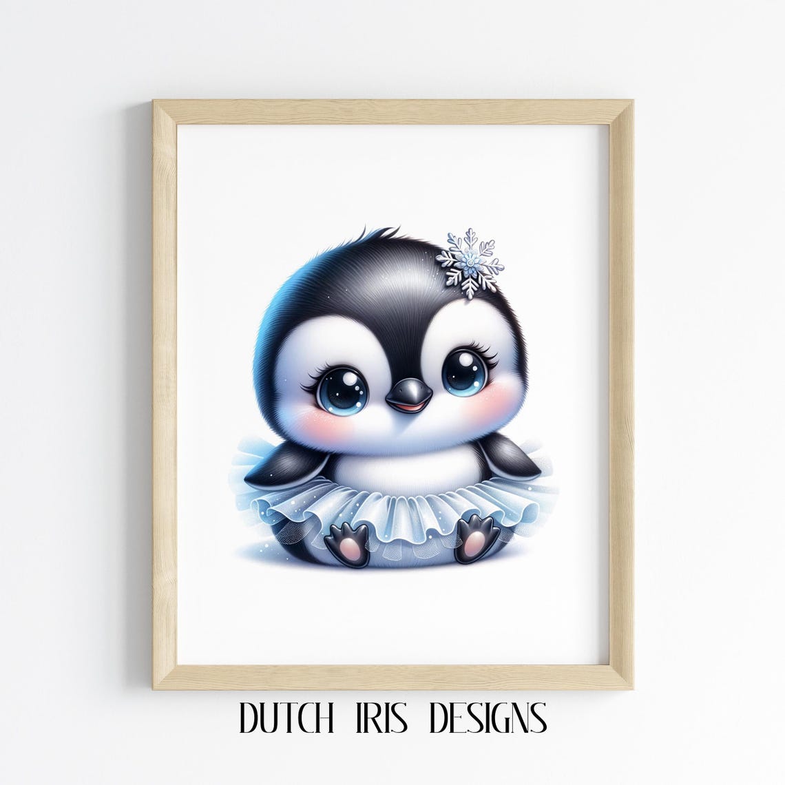 Cute Baby Penguin In Icy Blue Tutu With Snowflake Nursery Art Poster