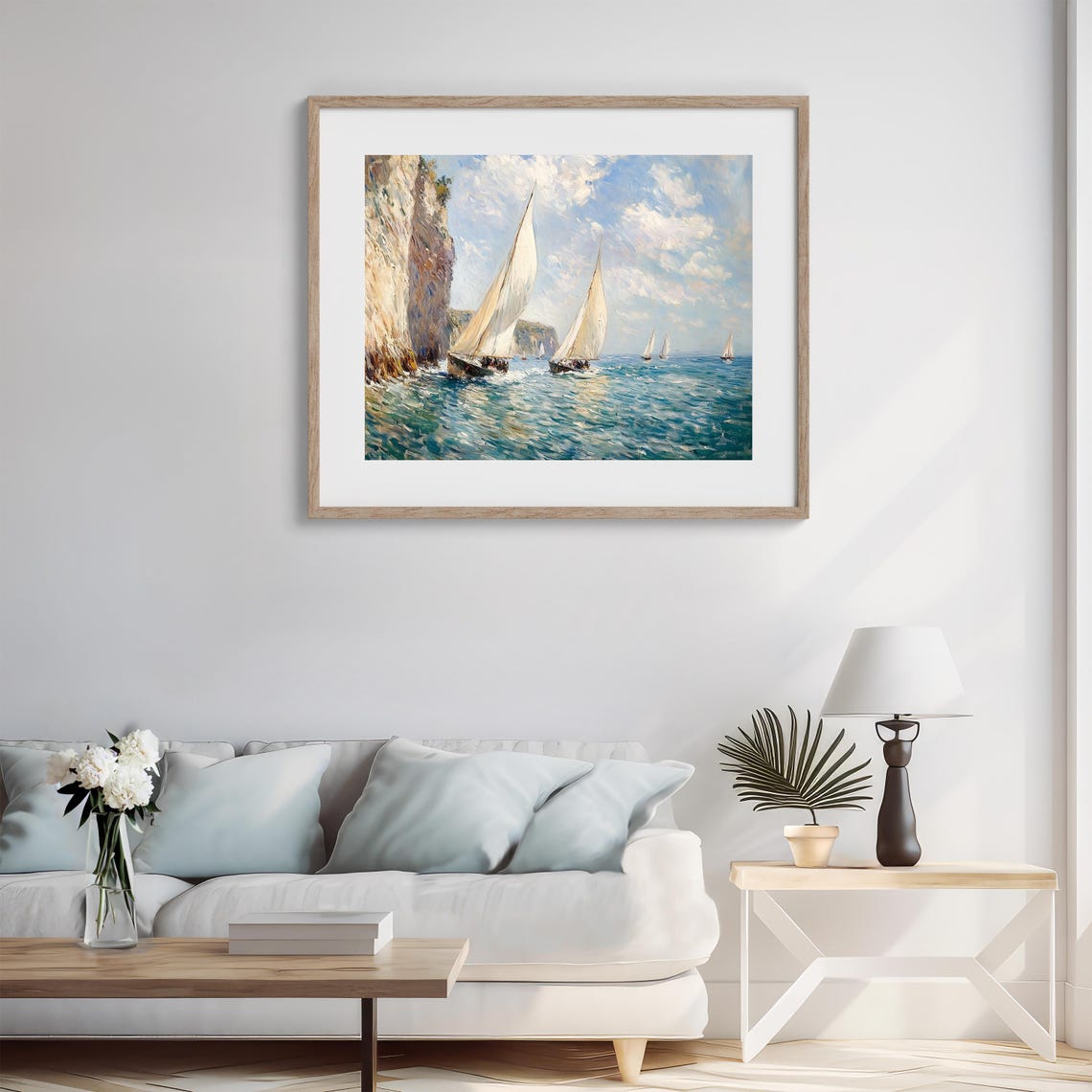 Sailing Boats in Motion Impressionist Ocean Nautical Painting Poster - Image 4