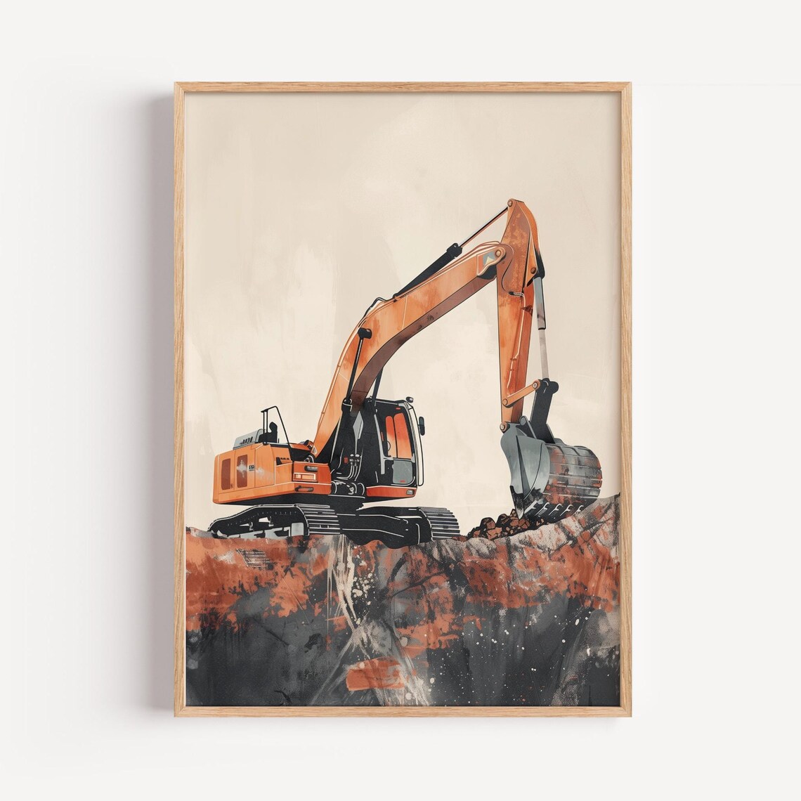 Digger Wall Art, Construction Truck Nursery Decor