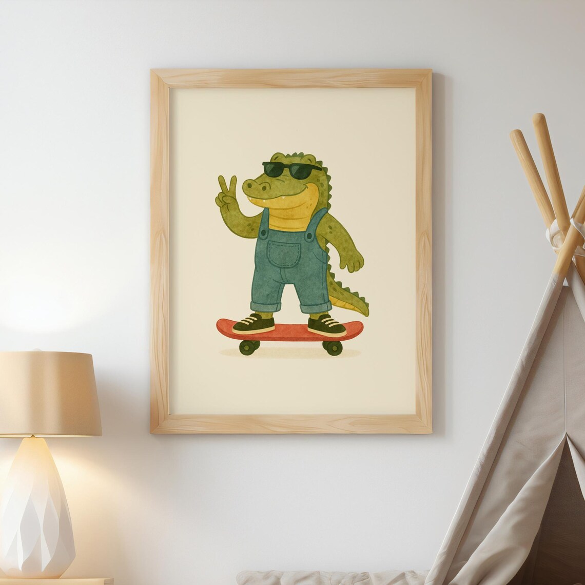Cool Gator Skateboard Poster, Kids Room Nursery