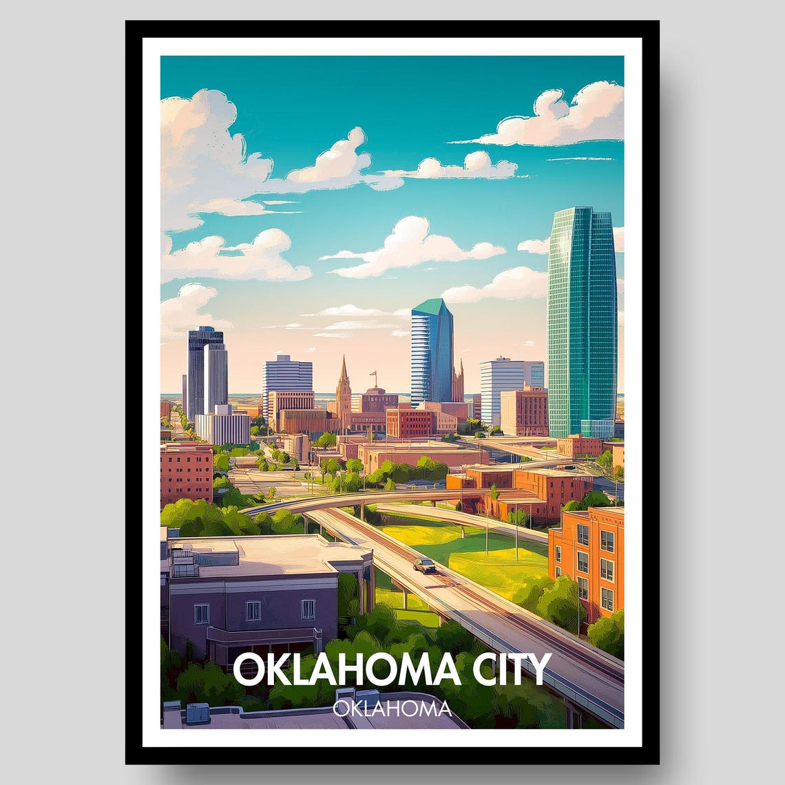 Oklahoma City Poster Print Wall Art Okc