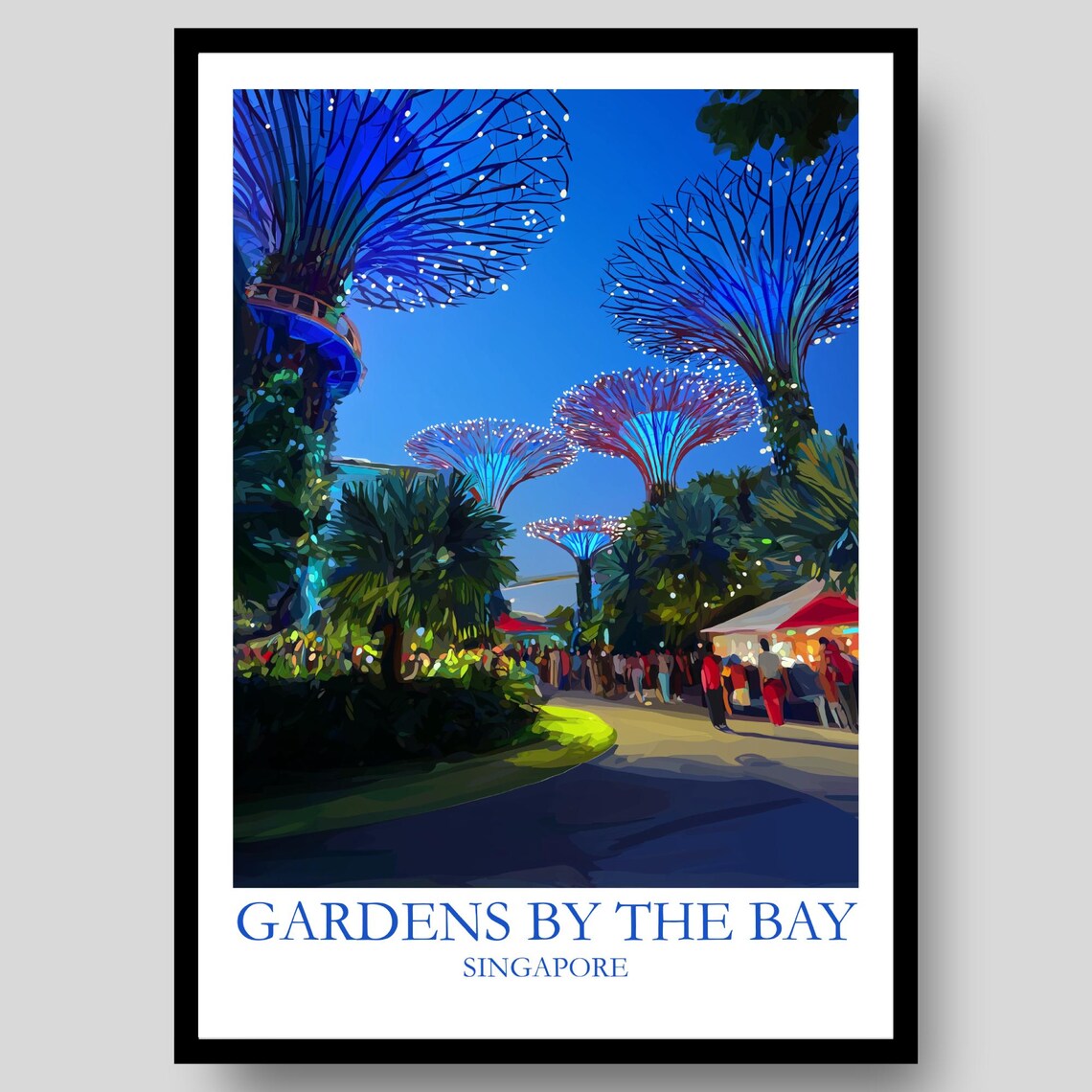 Gardens by the Bay Singapore Supertrees Night Illumination Poster