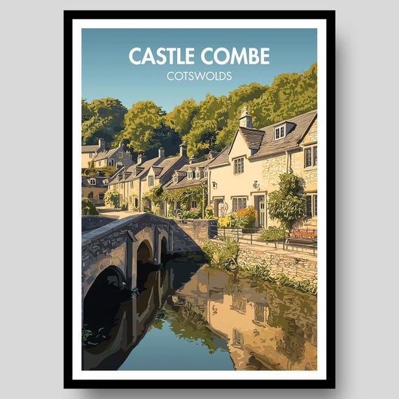 Castle Combe Poster Cotswolds Wall Art The Cotswold Gift Travel