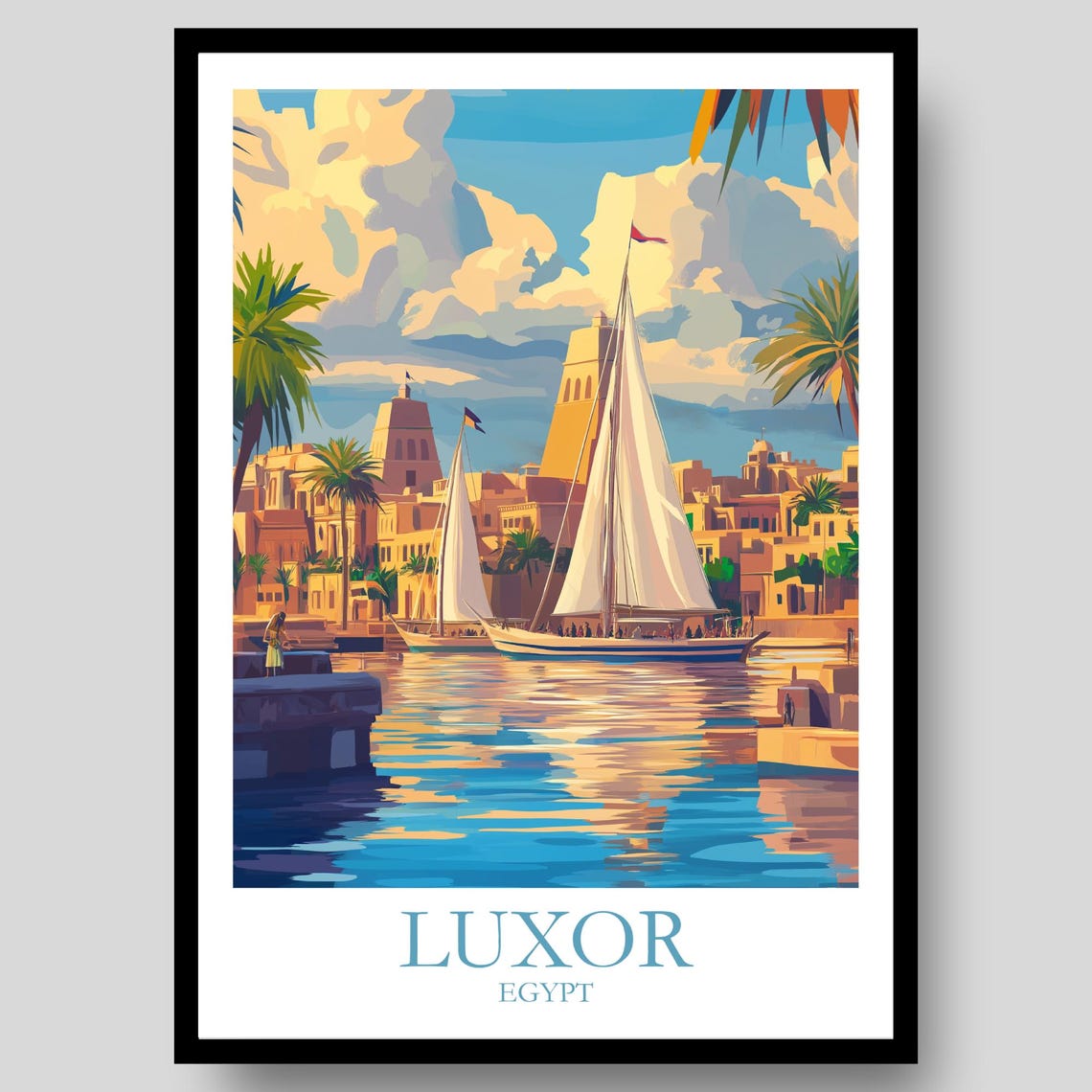 Luxor Poster Egypt Egyptian Wall Art Print Travel
