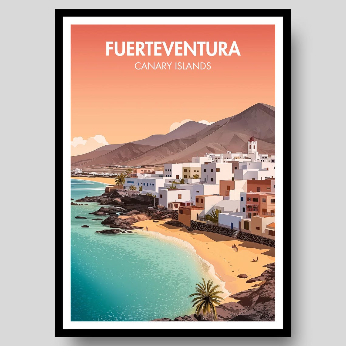 Fuerteventura Canary Islands White Beach Turquoise Bay Poster