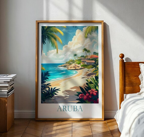 Aruba Poster Caribbean Wall Art Travel Print Artwork