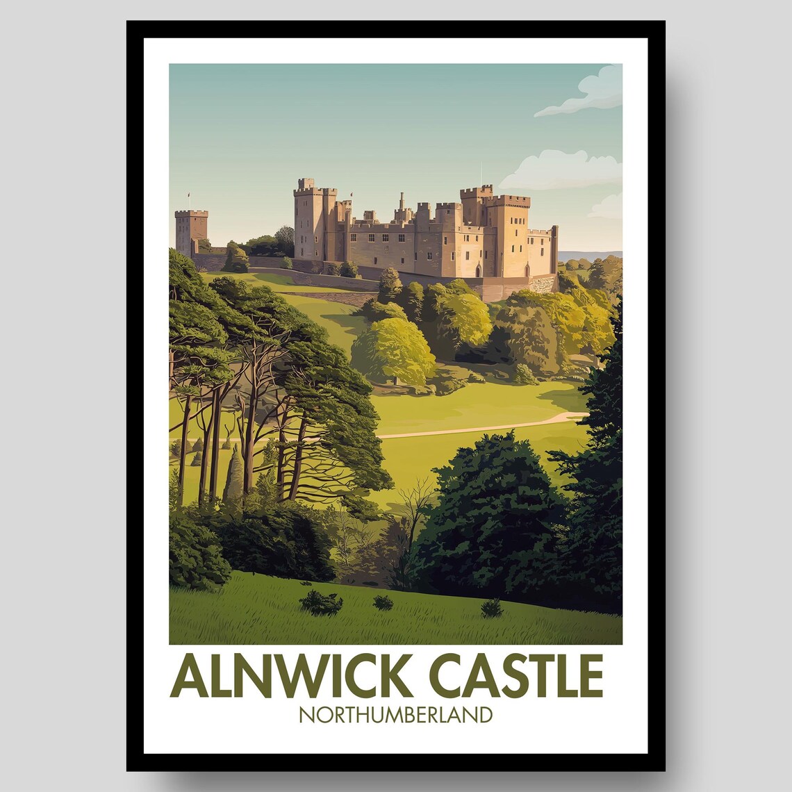 Alnwick Poster, Northumberland Castle Print