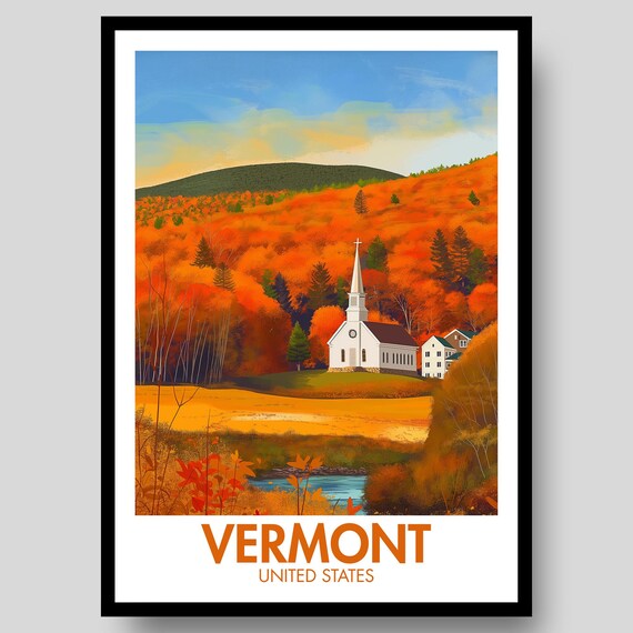 Vermont Travel Poster, Burlington Gifts Decor