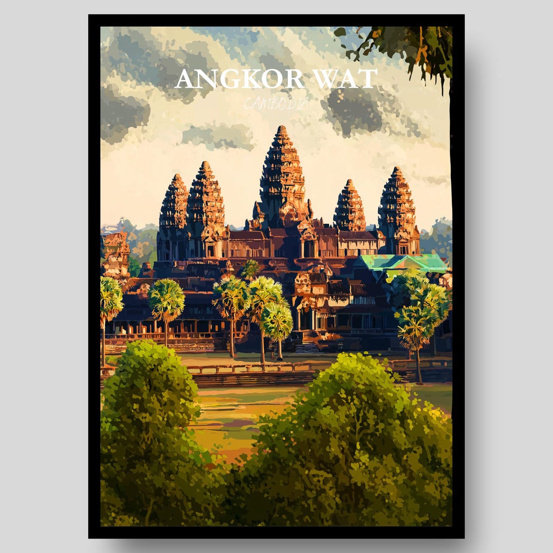 Angkor Wat Temple Cambodia Ancient Khmer Wonder Ruins Poster