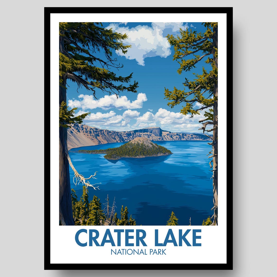 Crater Lake National Park Wizard Island Summer Pine View Poster