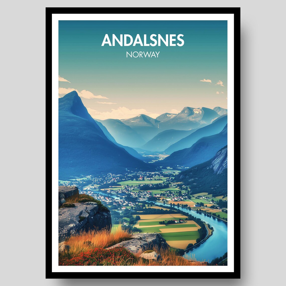Andalsnes Travel Poster, Norway Wall Art Print