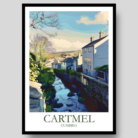 Cartmel Cumbria Village Stream Countryside Travel Art Poster