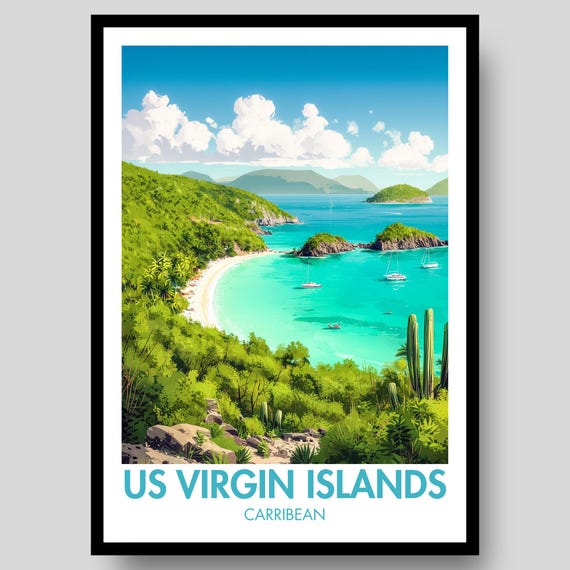 Us Virgin Islands Poster Caribbean Print Wall Art Gifts