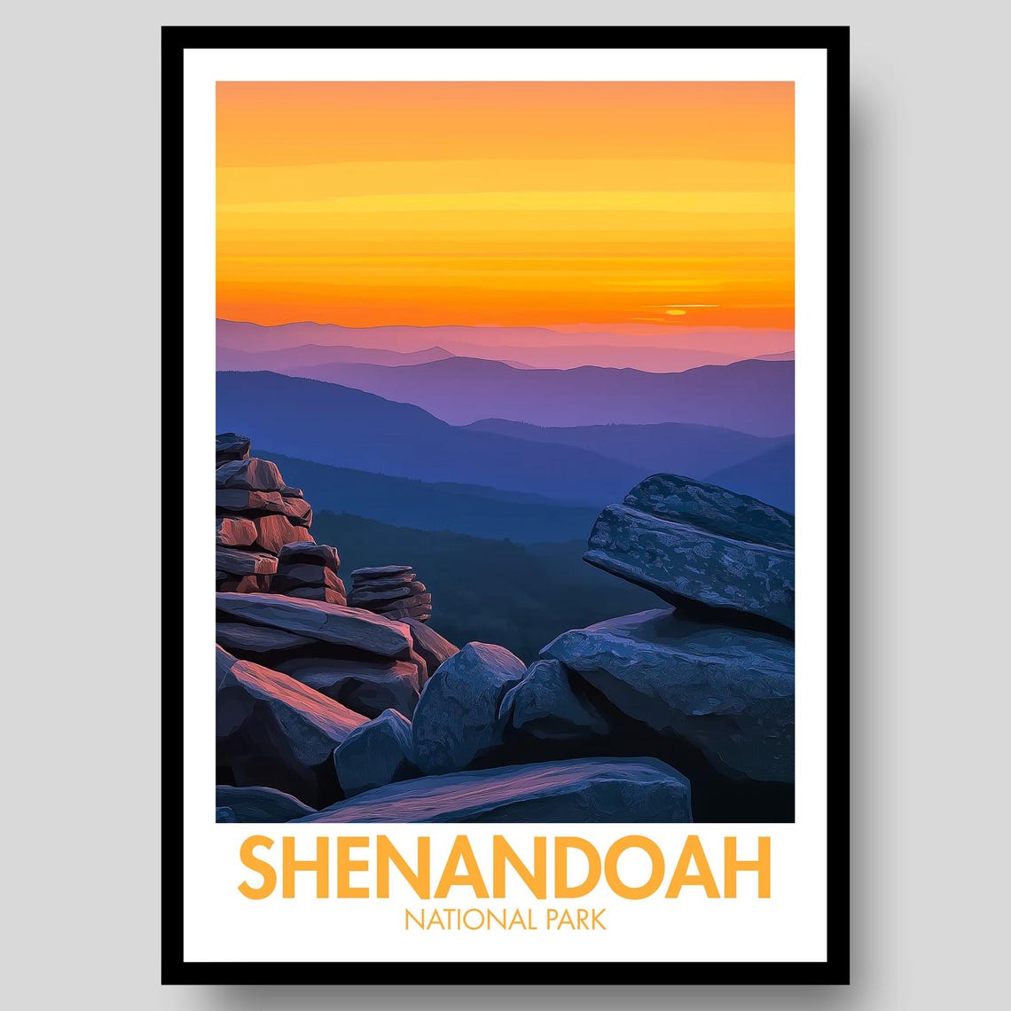 Shenandoah National Park Sunset Blue Ridge Mountain View Poster