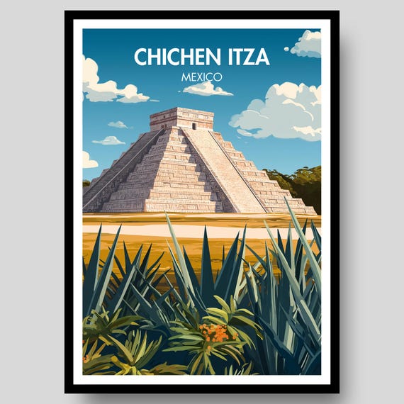 Chichen Itza Poster Mexico Print Art Mexican Wall